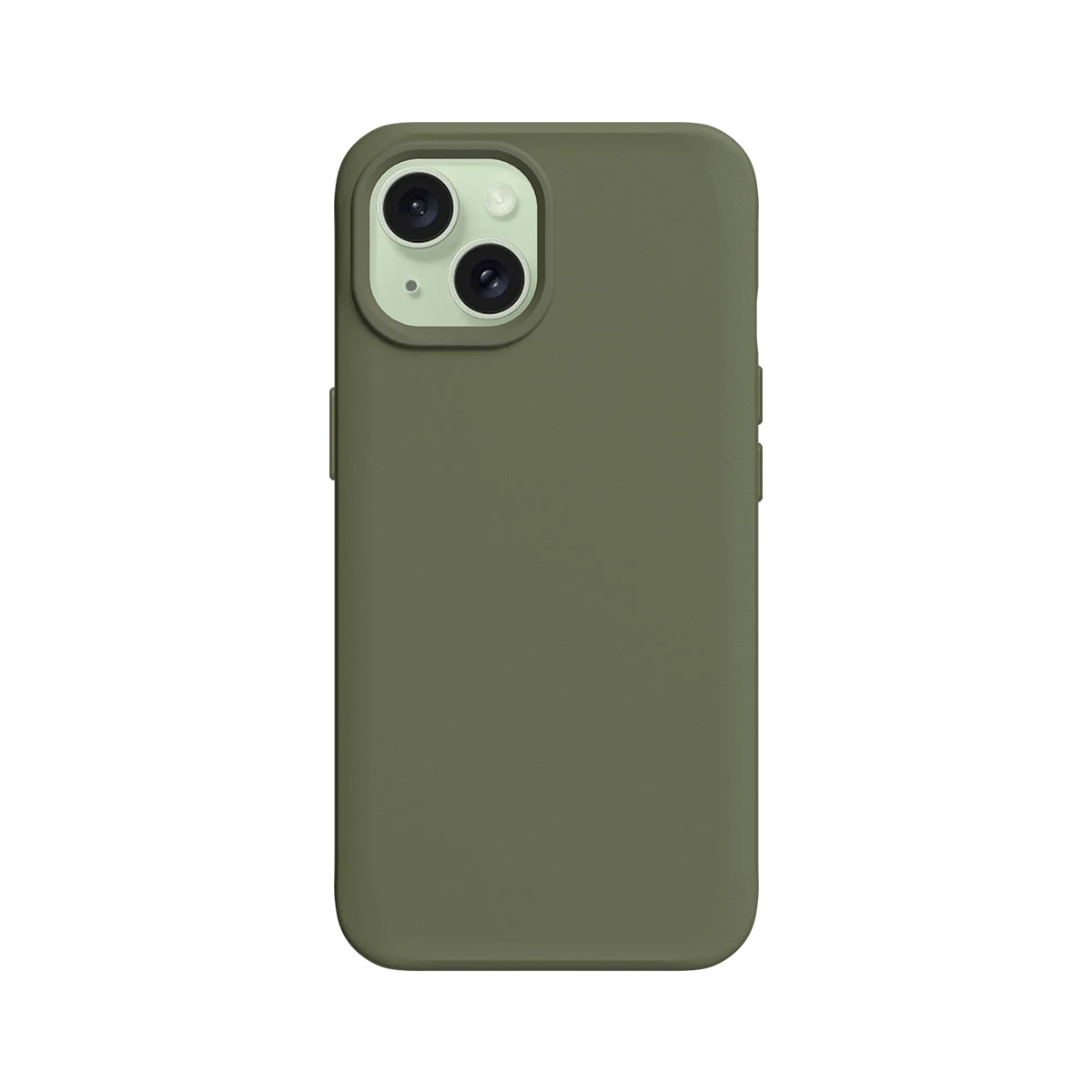 Coque de téléphone verte avec deux objectifs photo au dos.