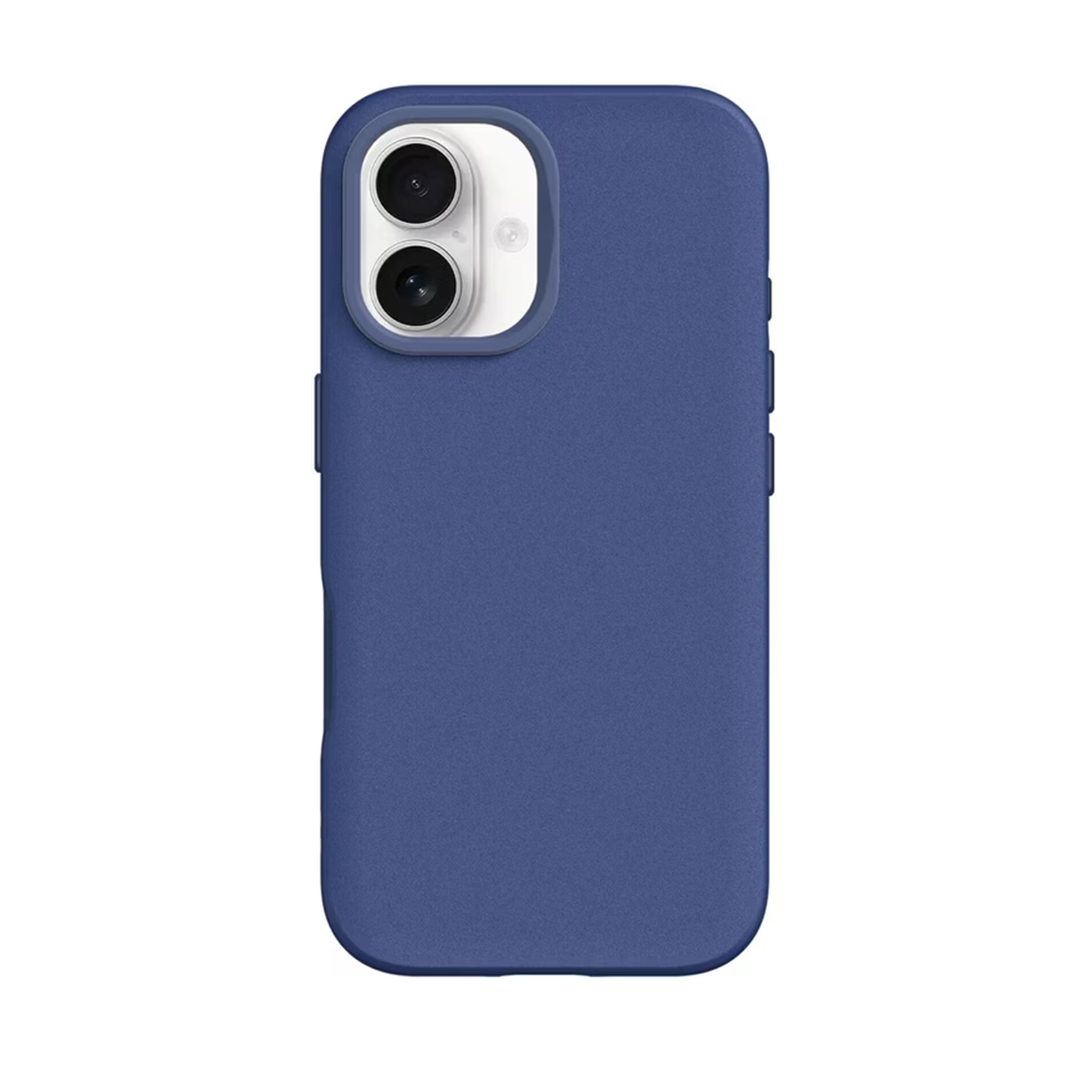 Funda azul oscuro para un smartphone con dos lentes de cámara.