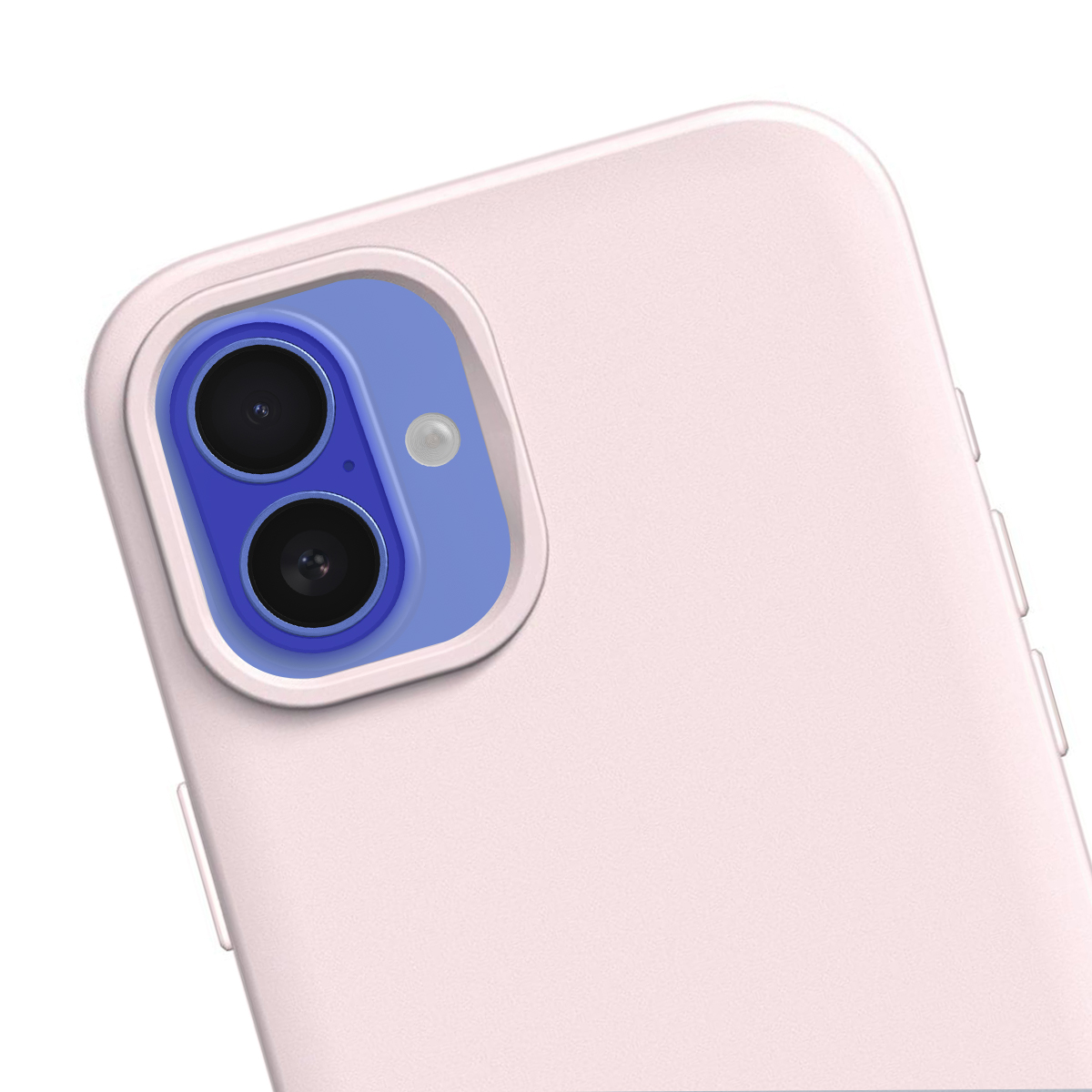 Arrière d'un iPhone rose avec un module double caméra et un flash.