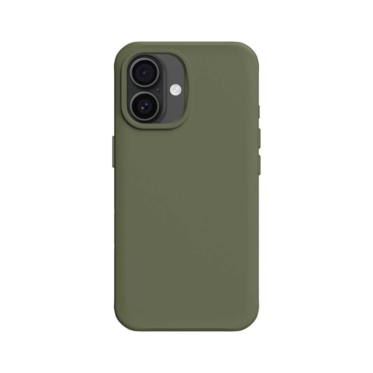Une coque de téléphone vert foncé avec deux objectifs et un flash.