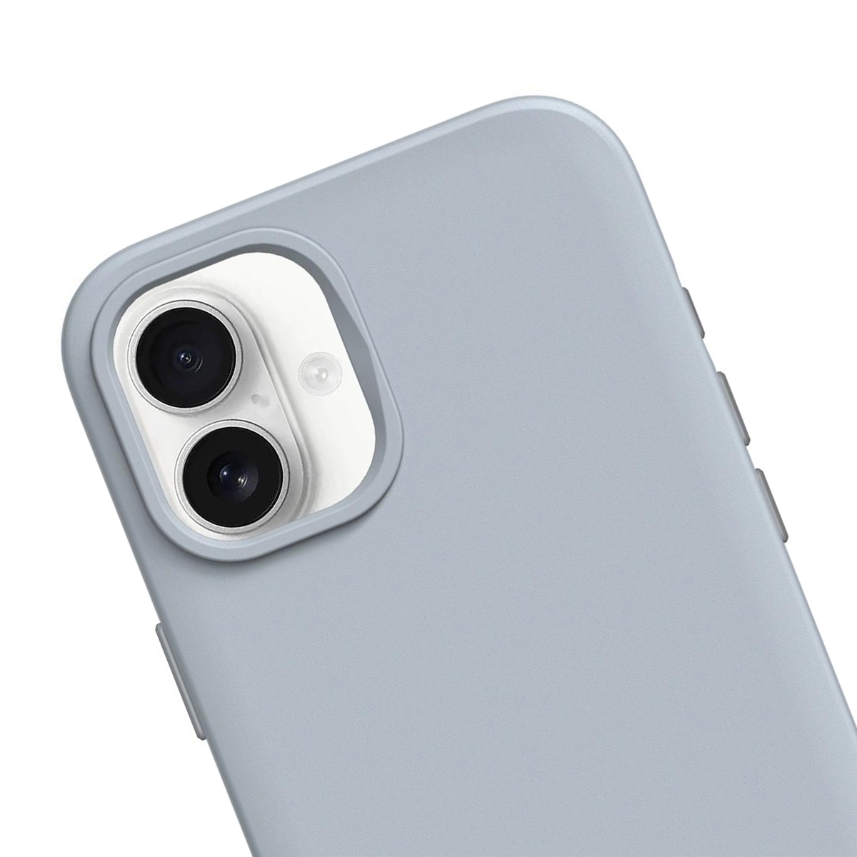 Parte trasera de un smartphone gris claro con cámara dual y flash.