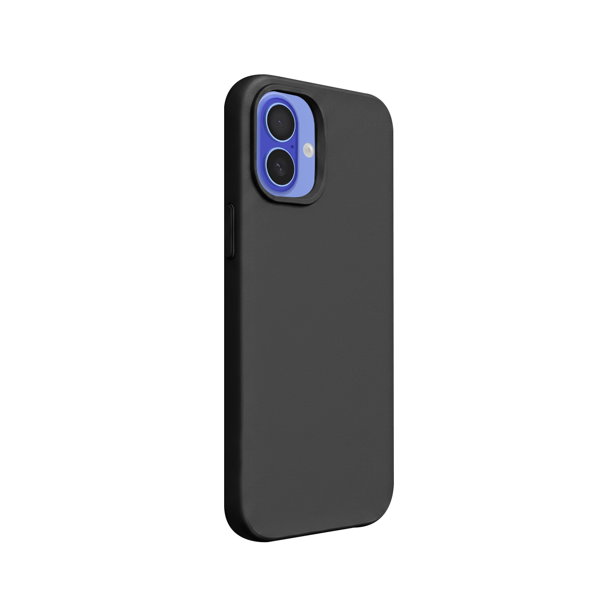 Coque de téléphone noire avec deux objectifs et un flash.
