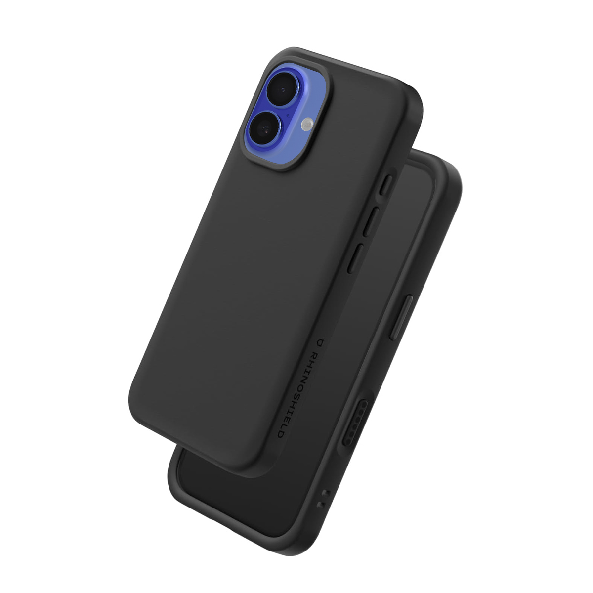 Deux coques de téléphone noires sur fond blanc.