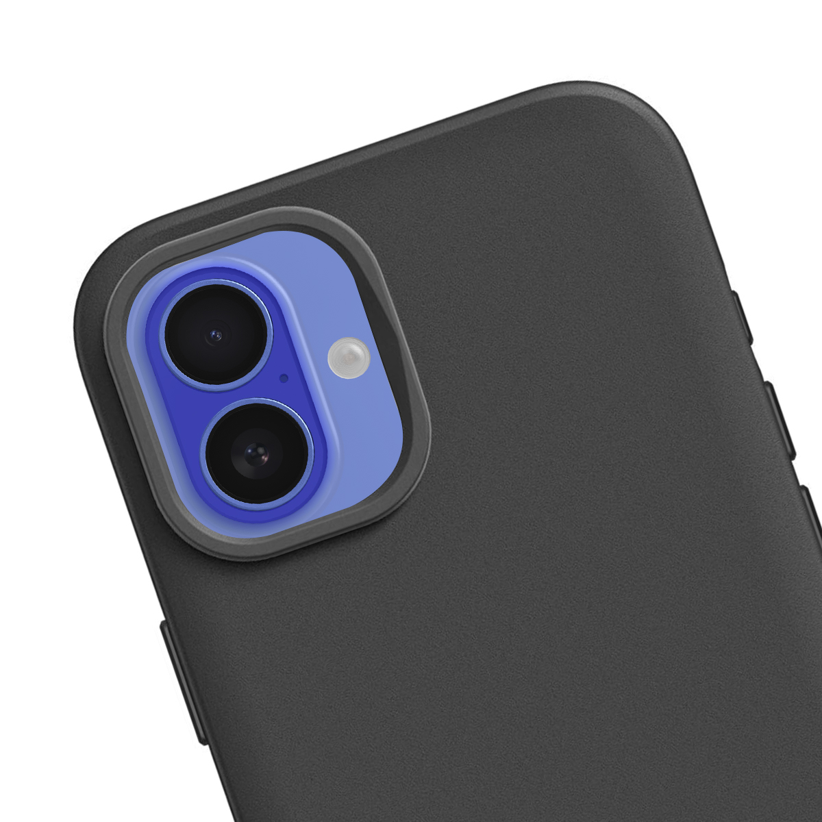 Vue arrière d'un iPhone noir montrant sa double caméra et son flash.