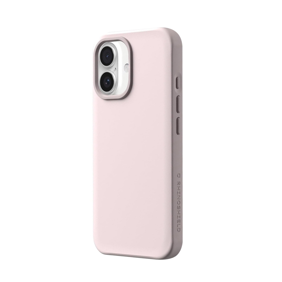 Une coque de téléphone rose avec deux objectifs photo au dos.