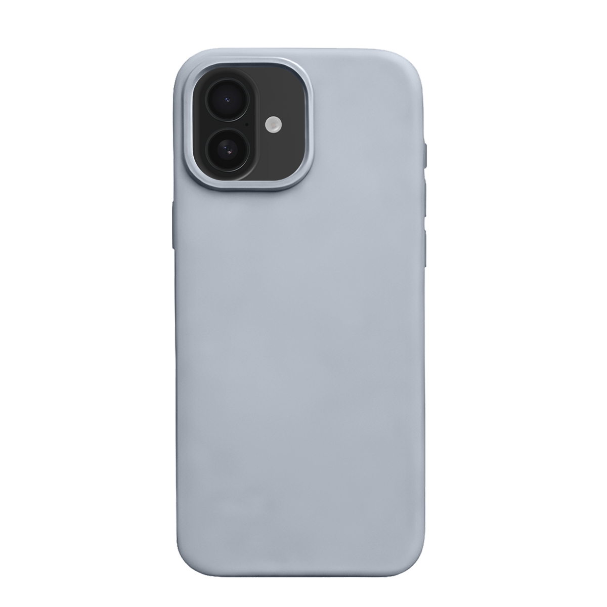 Coque de téléphone gris clair avec double appareil photo et flash.