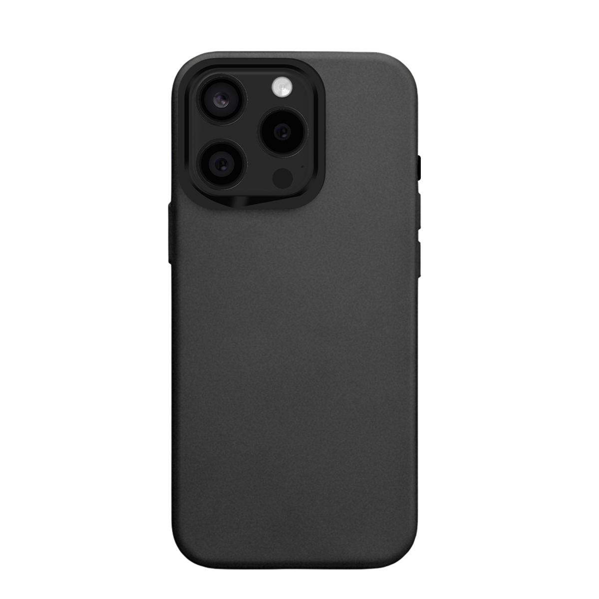 Coque de téléphone noire avec découpe triple caméra et flash.