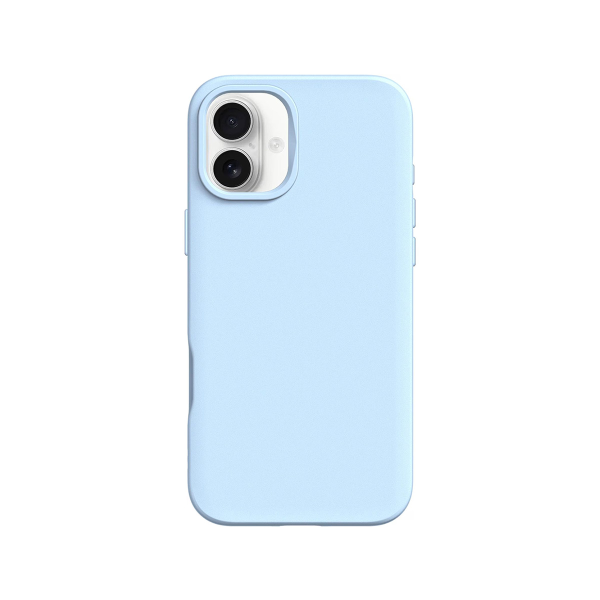 Coque de téléphone bleu clair avec deux objectifs photo au dos.