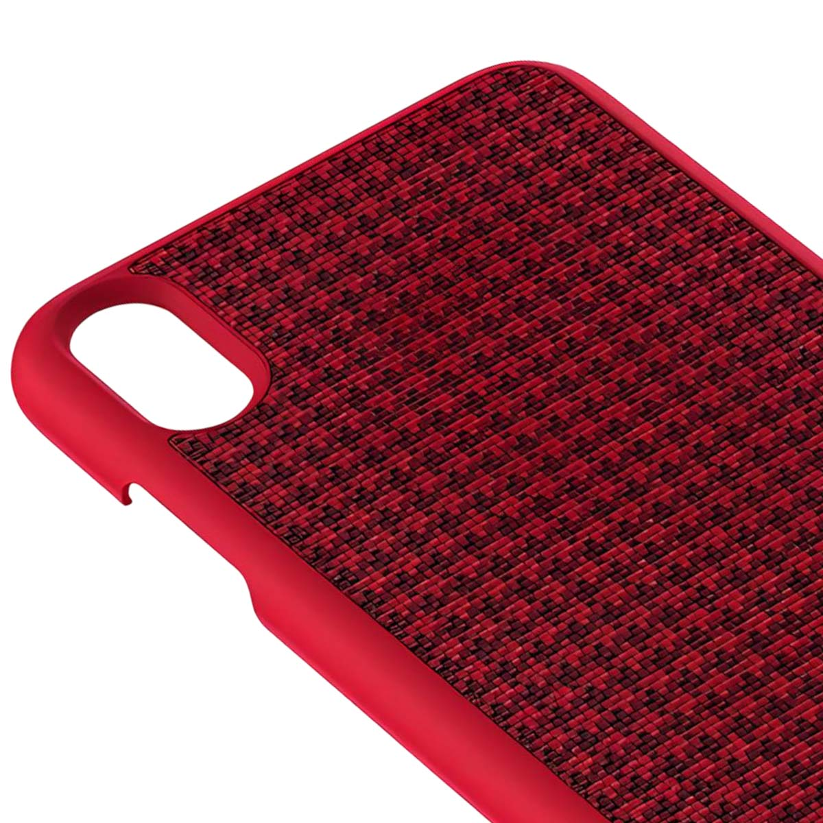 Custodia per telefono rossa con pannello posteriore testurizzato.