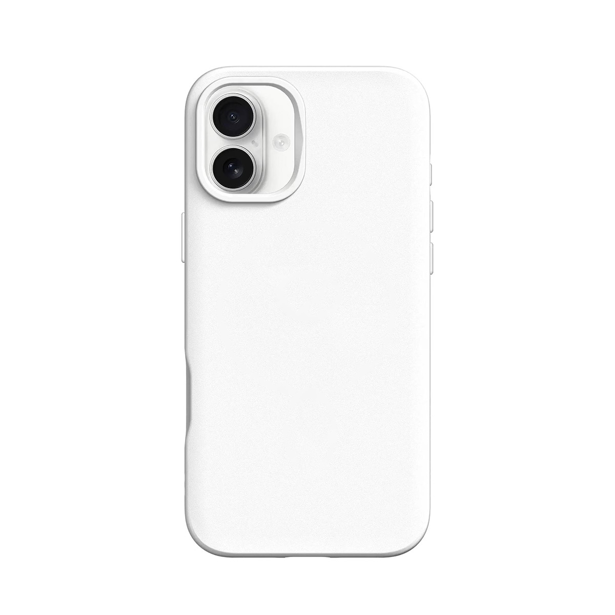Une coque de téléphone blanche avec deux objectifs et un flash.