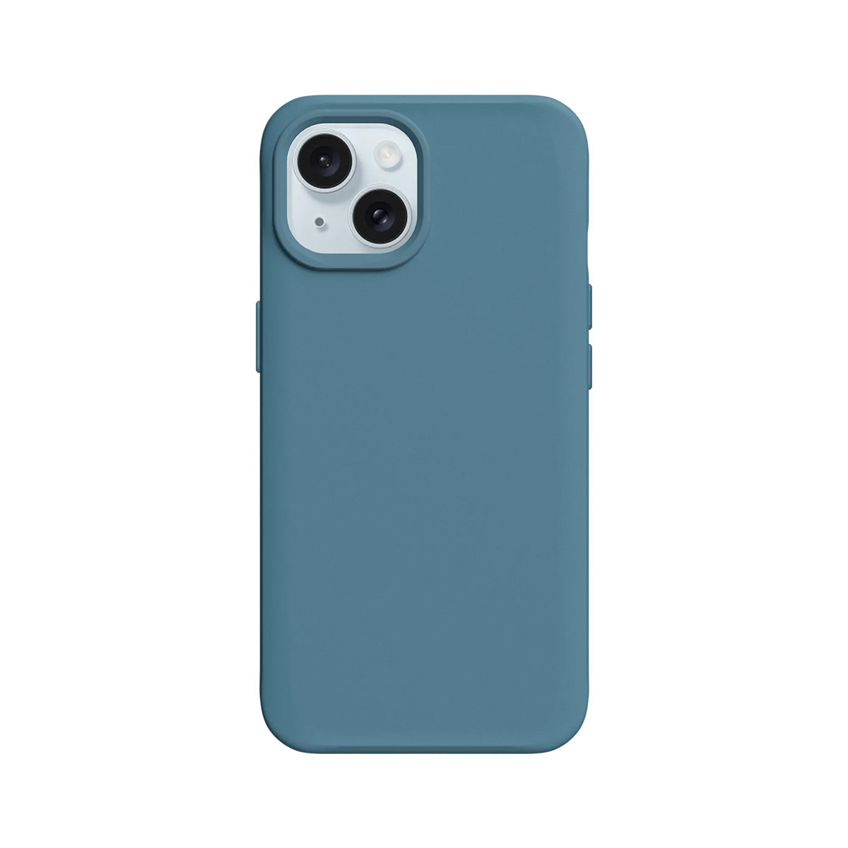 Une coque de téléphone bleue avec deux caméras au dos.