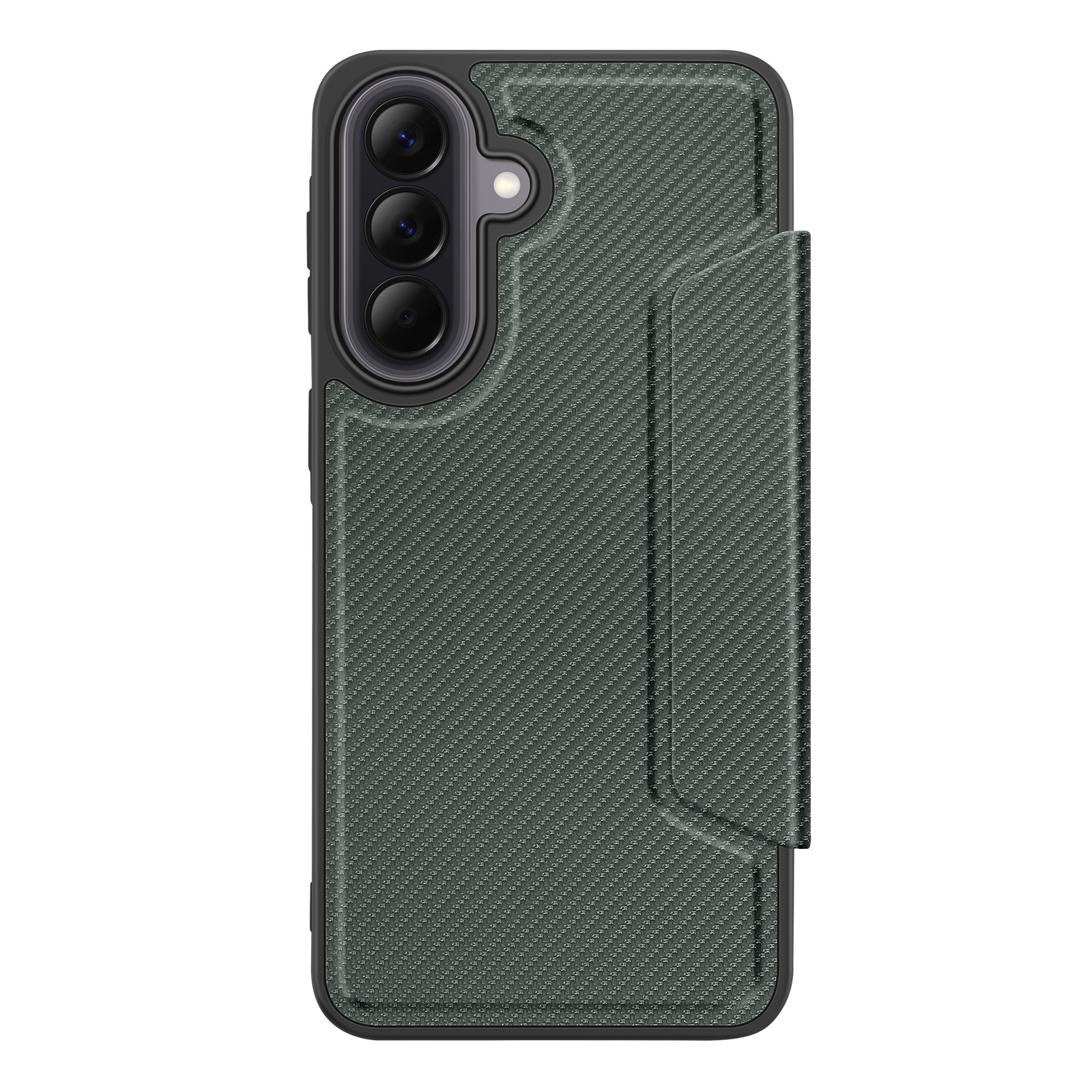 Custodia verde scuro per telefono effetto carbonio con porta carte