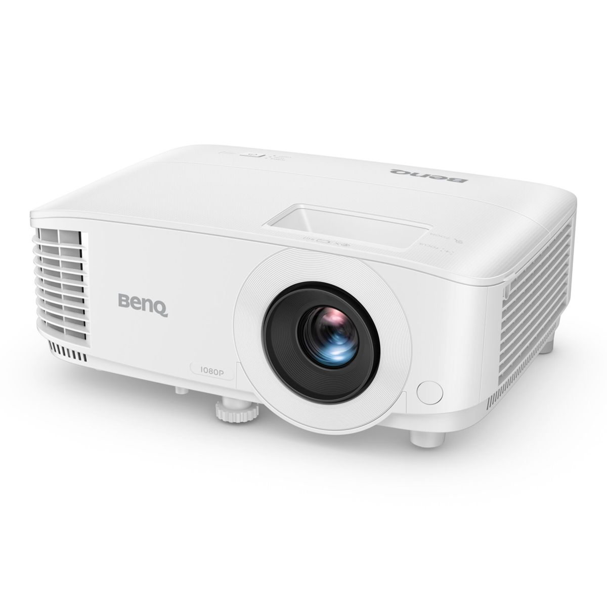 Un projecteur BenQ blanc 1080p est présenté sur fond blanc.