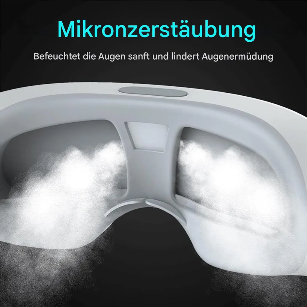 Ein weißes Augenmaskengerät mit Nebel, der aus den Augenbereichen kommt.