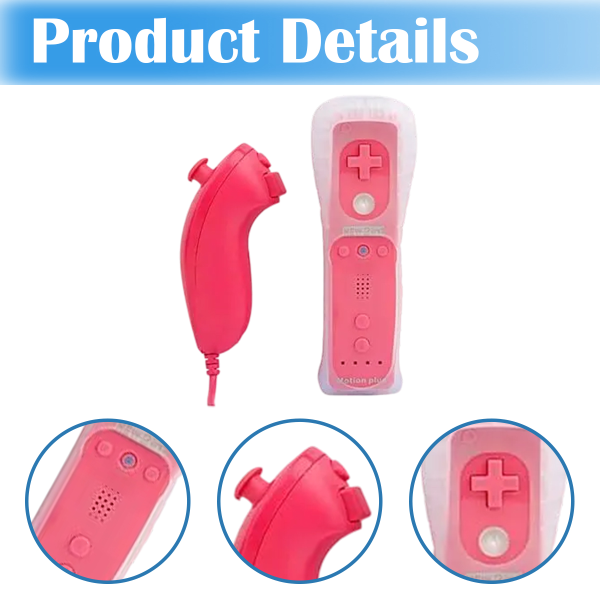 Due controller rosa con accessori. Un controller con cavo, l'altro in custodia protettiva.