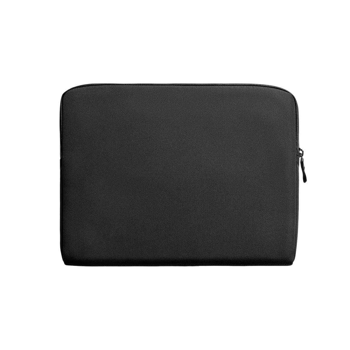 Czarna torba na laptop z zamkiem błyskawicznym na białym tle.