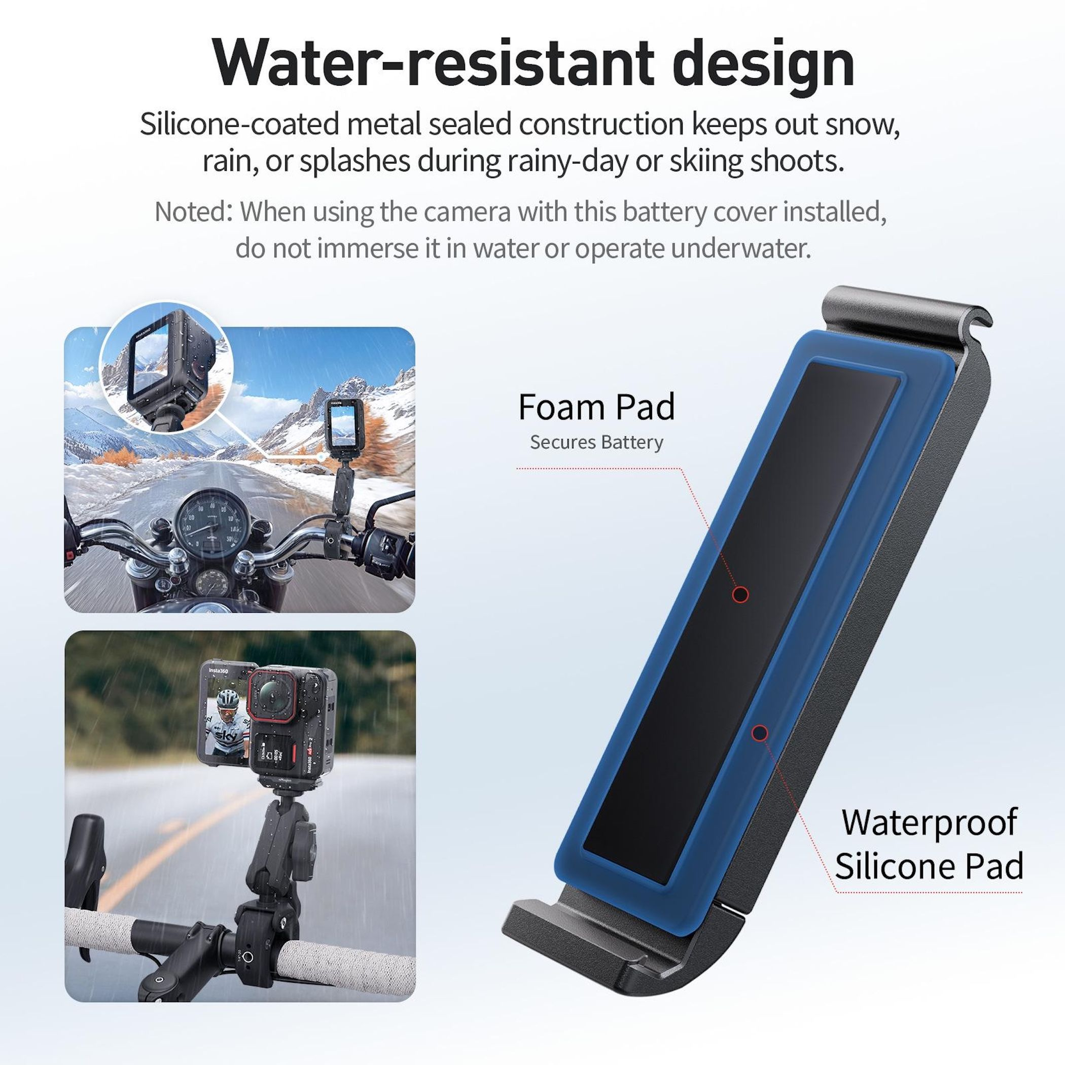Wasserabweisendes Design mit Schaumstoff und wasserdichten Silikonpads.