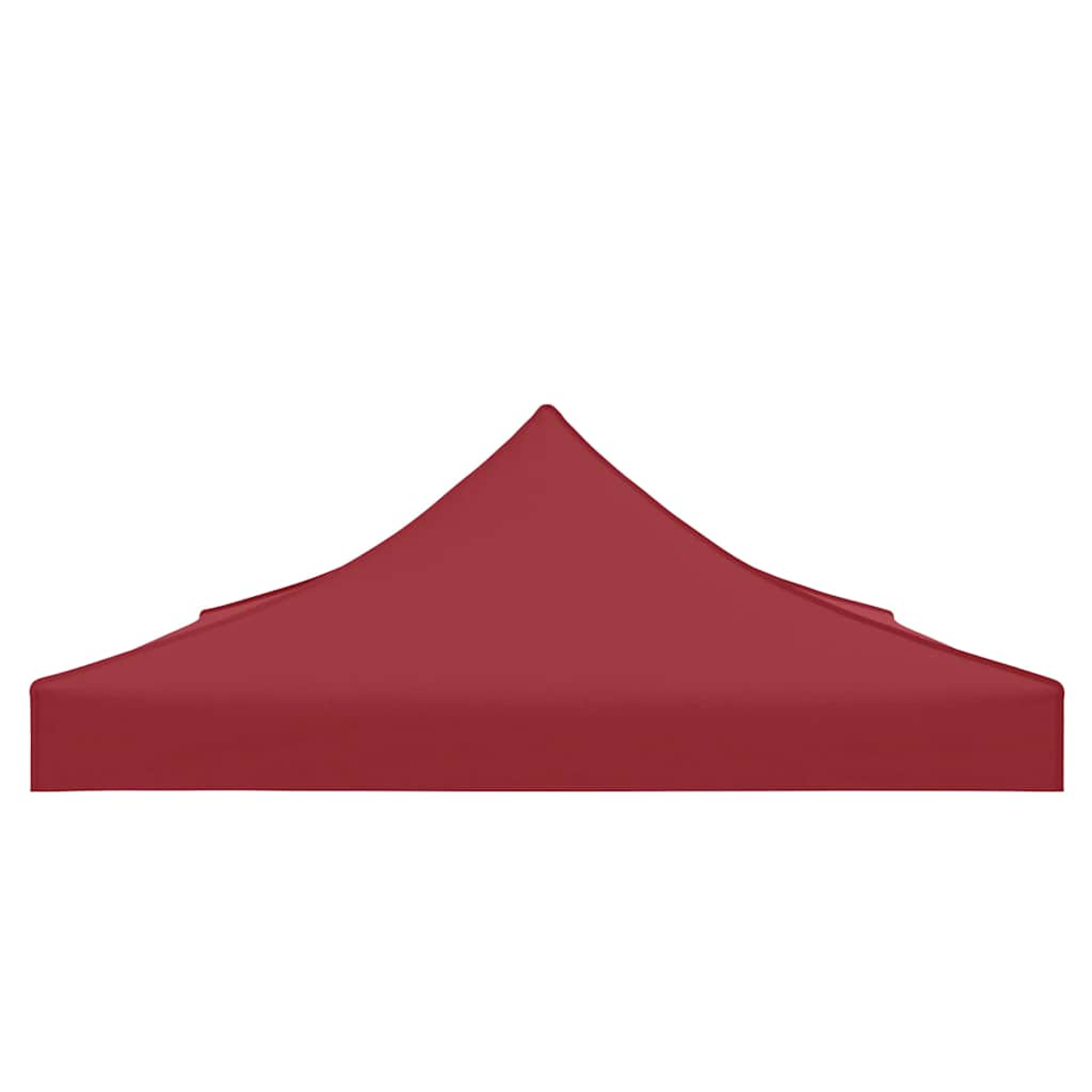 Una tettoia rossa per tenda con punta aguzza su sfondo bianco.