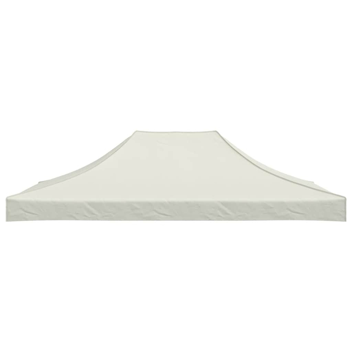 Una copertura per tenda color crema con bordo ondulato.