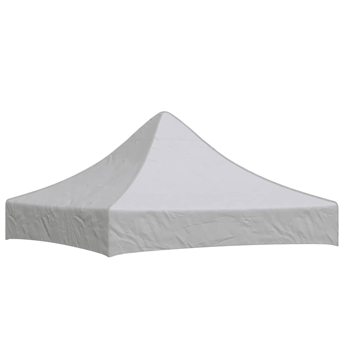 Una tettoia bianca per tenda con un picco a punta, isolata su sfondo bianco.
