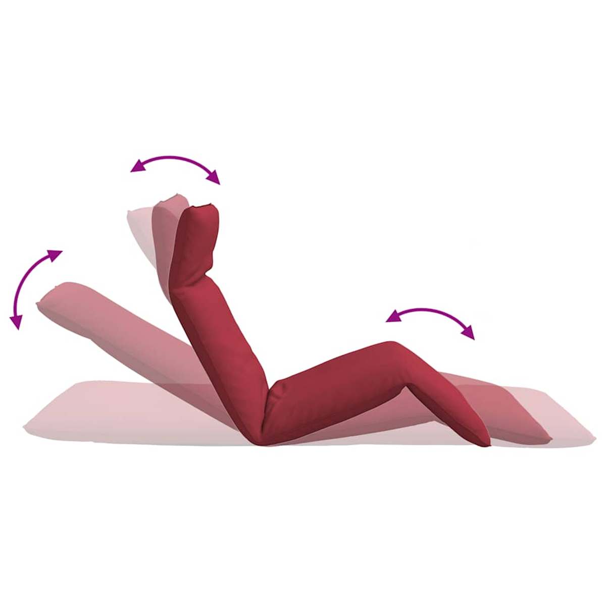 Ein roter Liegestuhl mit verstellbarer Rückenlehne und Fußstütze.