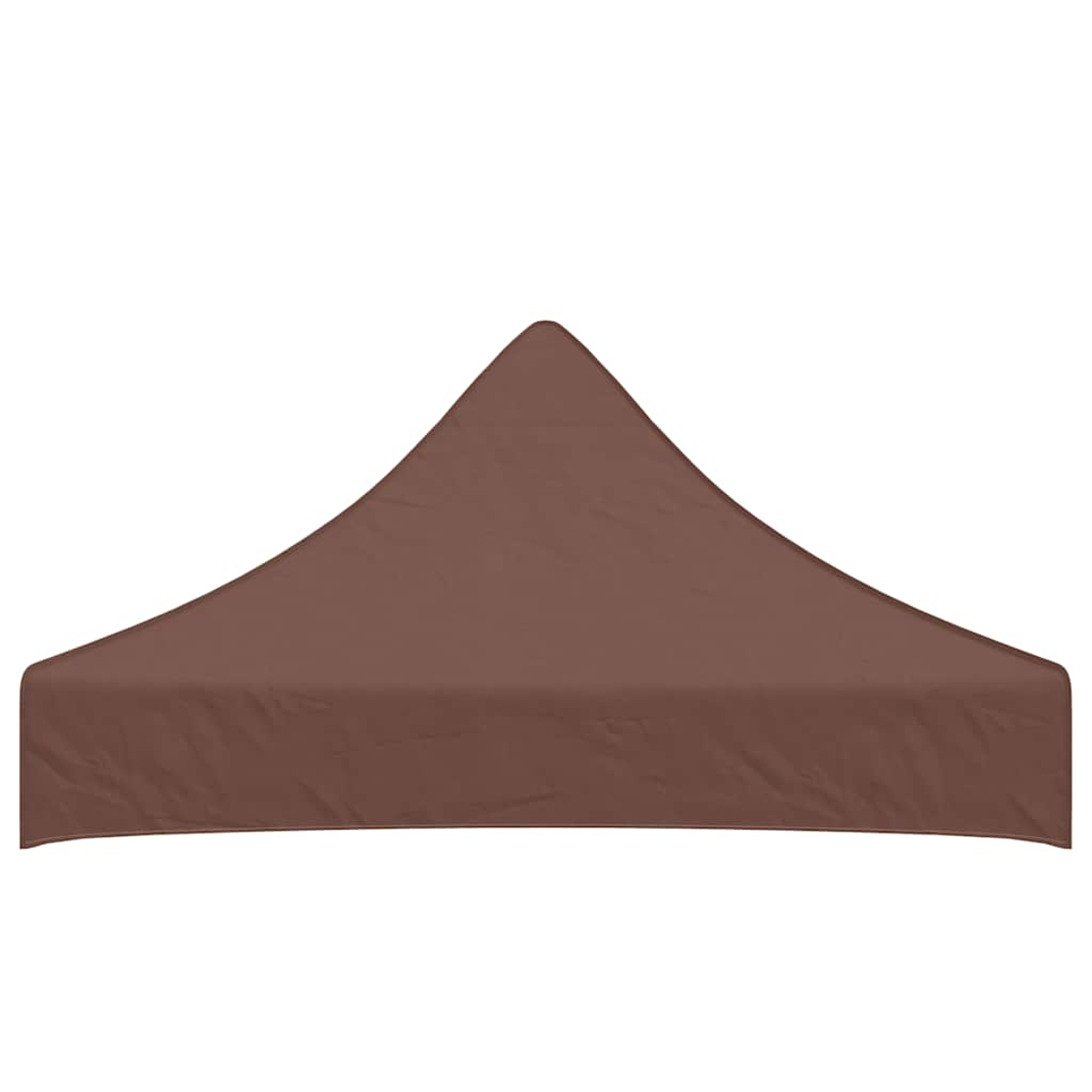 Una tettoia per tenda marrone con un picco appuntito su sfondo bianco.