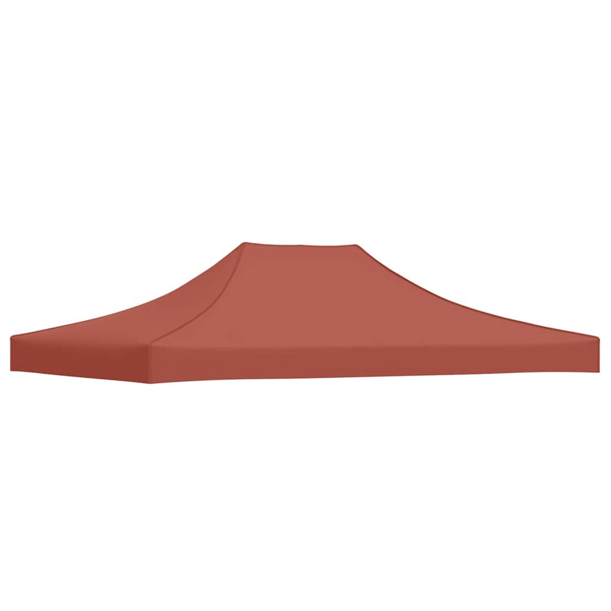 Una tettoia per tenda marrone rossiccio con una curva aggraziata.