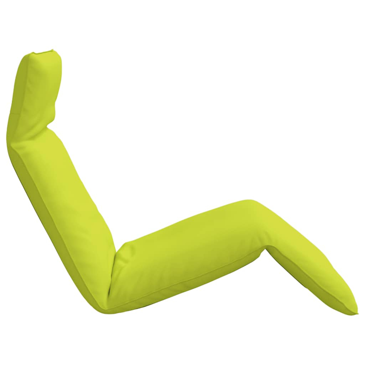 Un pouf flessibile verde brillante su sfondo bianco.
