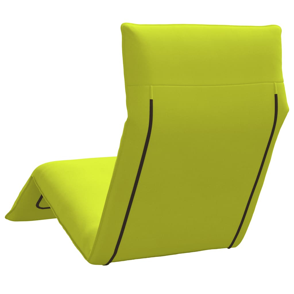 Una sedia a sdraio verde brillante con accenti scuri, vista di lato.