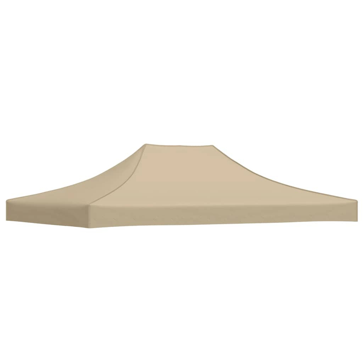 Una copertura per tenda beige con centro rialzato e lati inclinati.