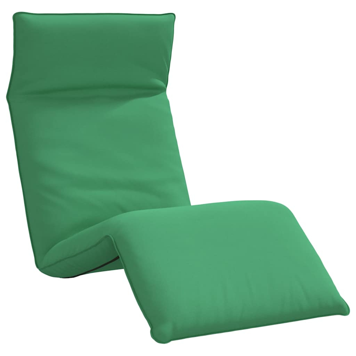 Cuscino verde per sdraio con schienale e poggiapiedi regolabili.