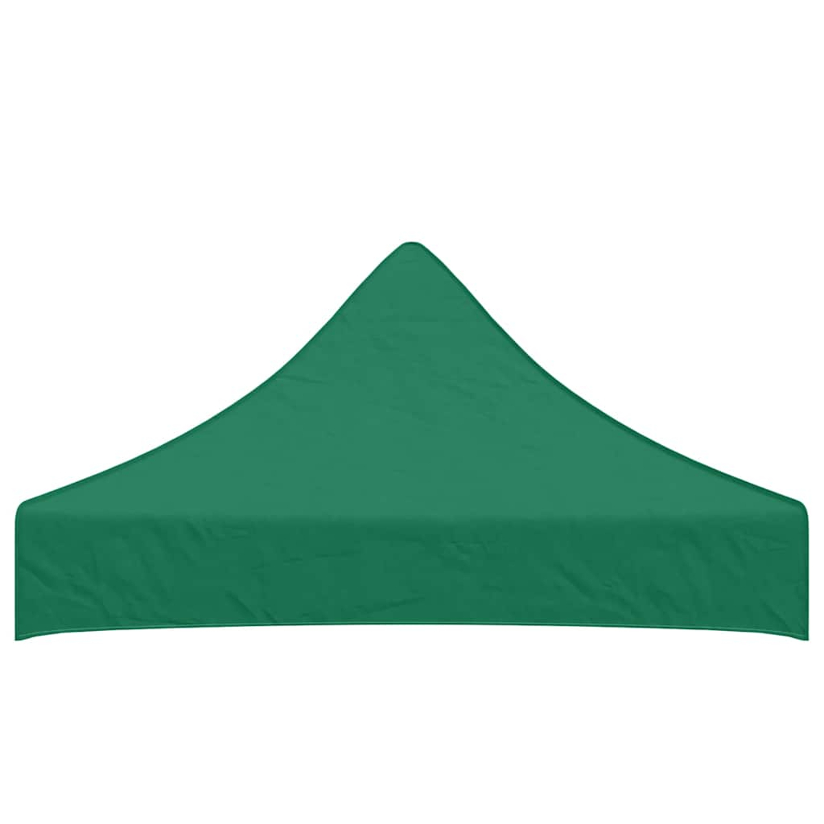 Una tettoia verde per tenda con una punta su sfondo bianco.