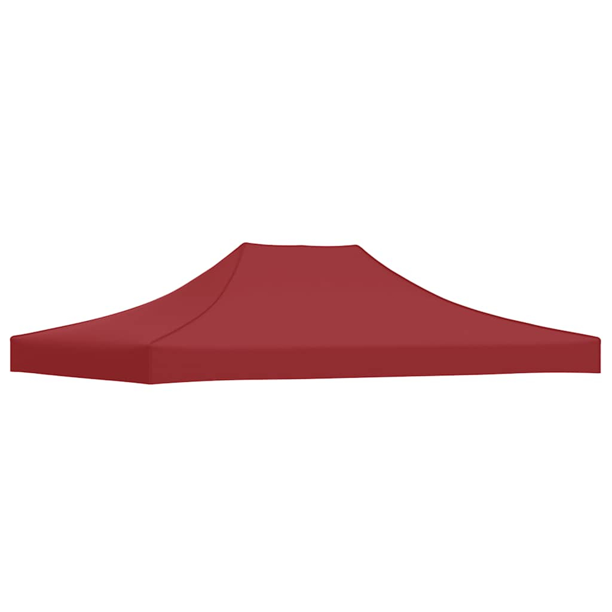 Una copertura di tenda rossa su sfondo bianco.