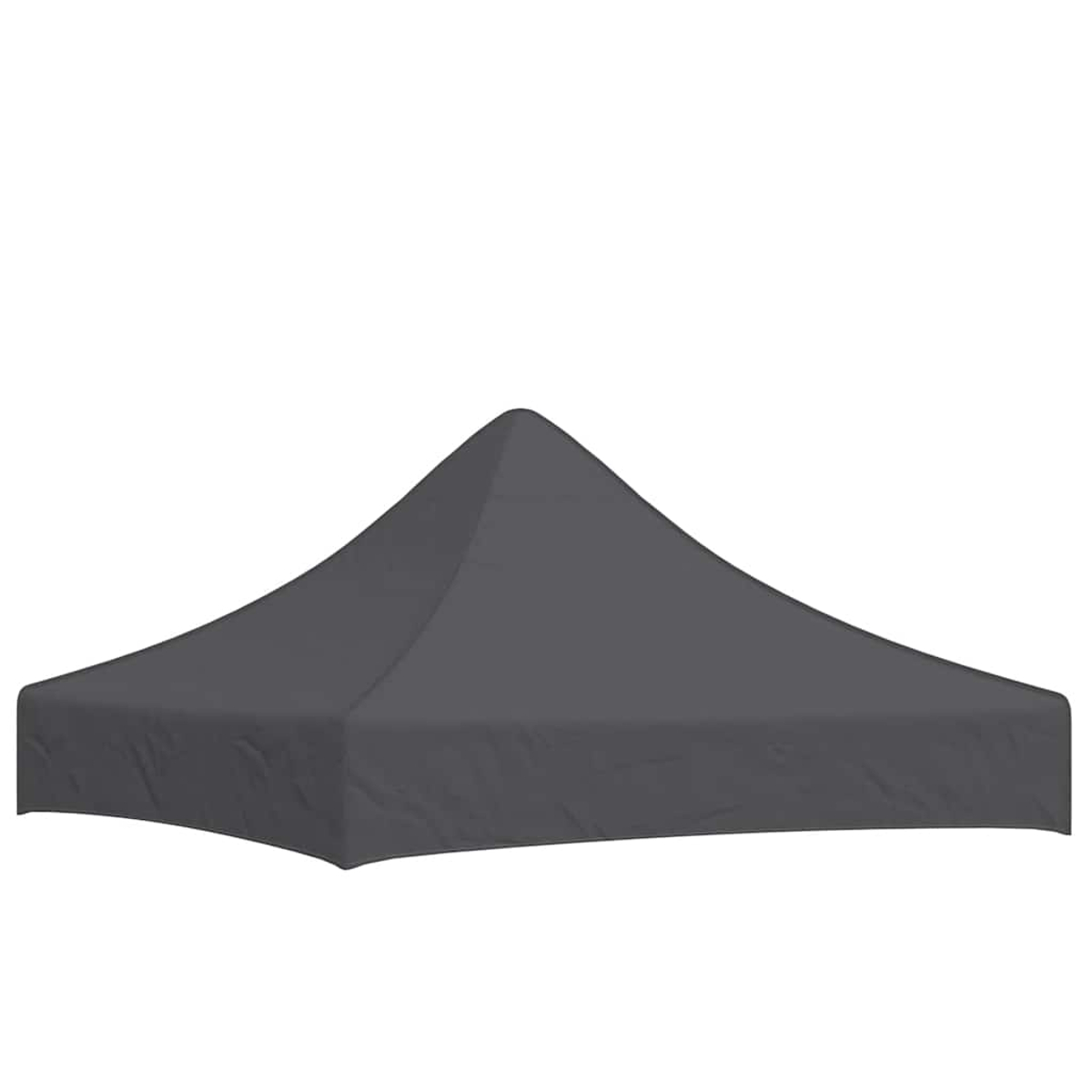 Una tettoia grigia per tenda con un picco appuntito su sfondo bianco.