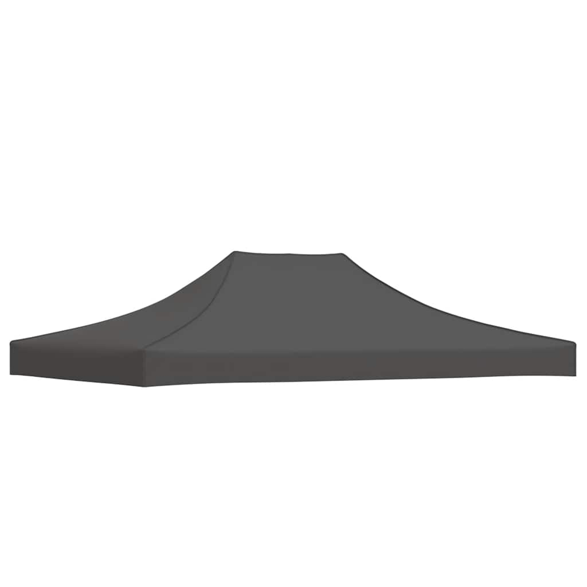La parte superiore di una tenda a baldacchino grigia.