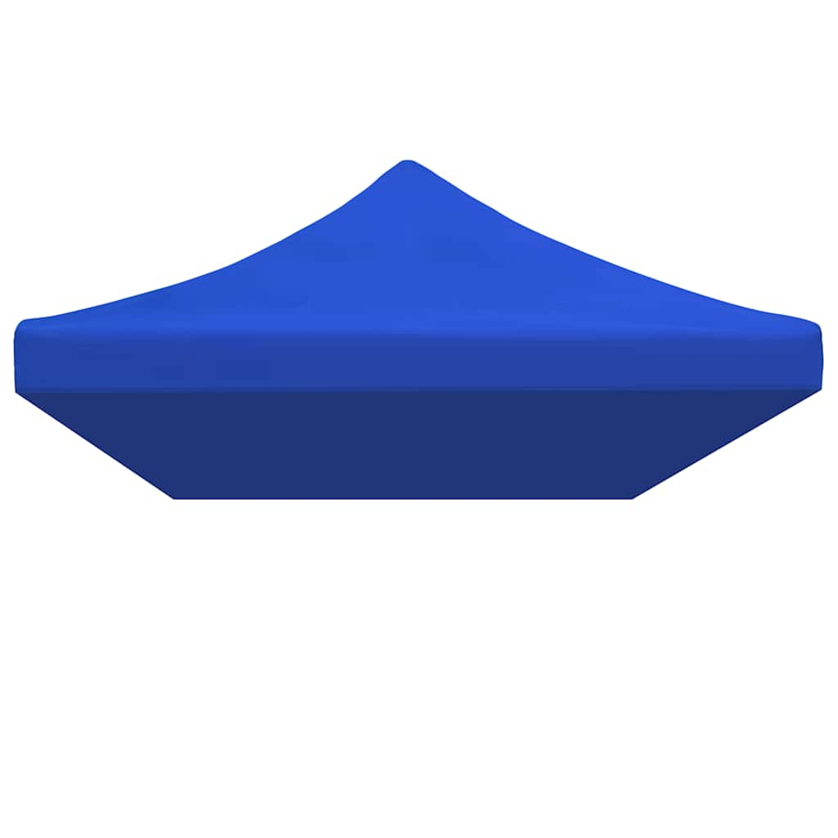 Una copertura blu per tenda con picco appuntito e lati inclinati.