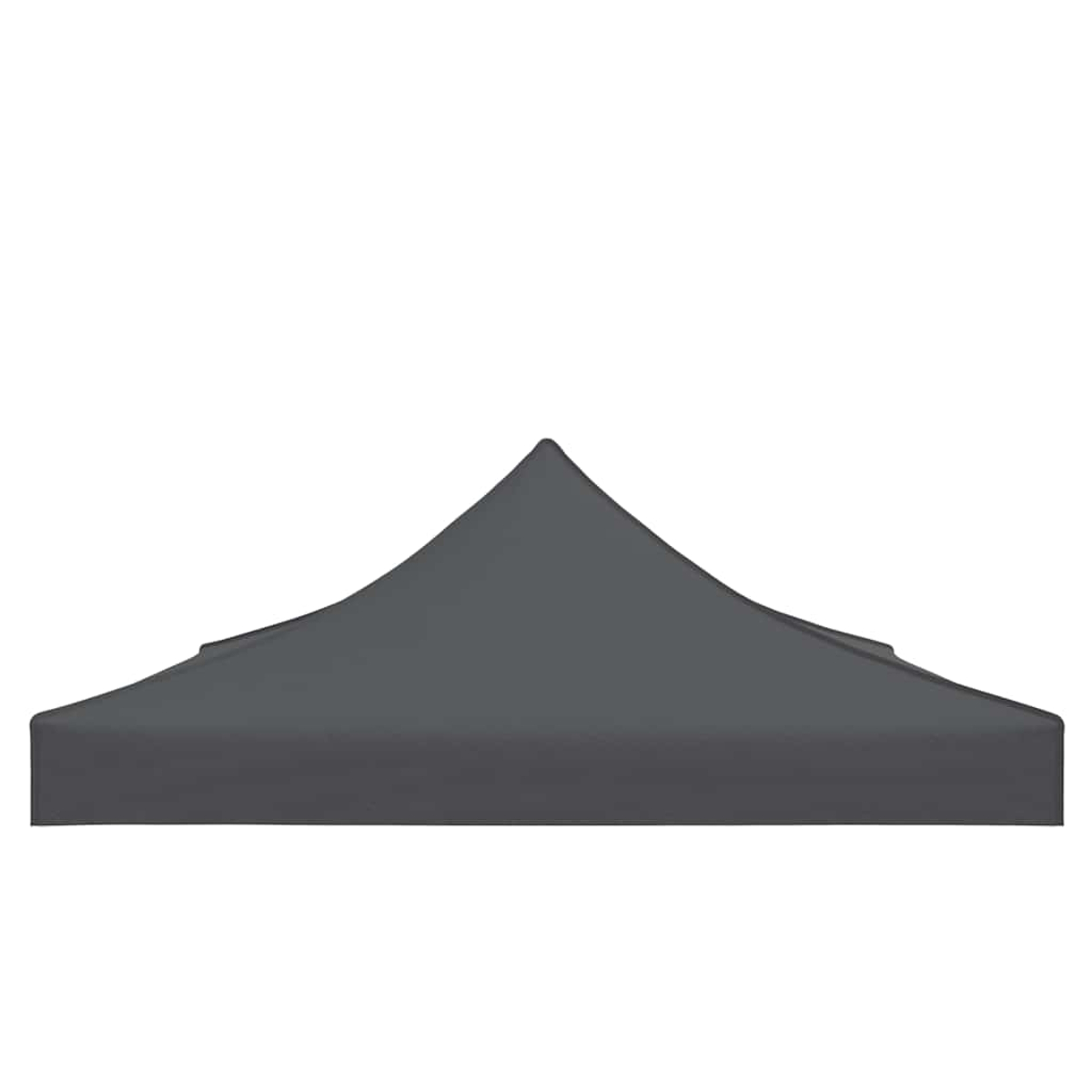 Tenda da campeggio grigio scuro con picco appuntito e lati piatti.