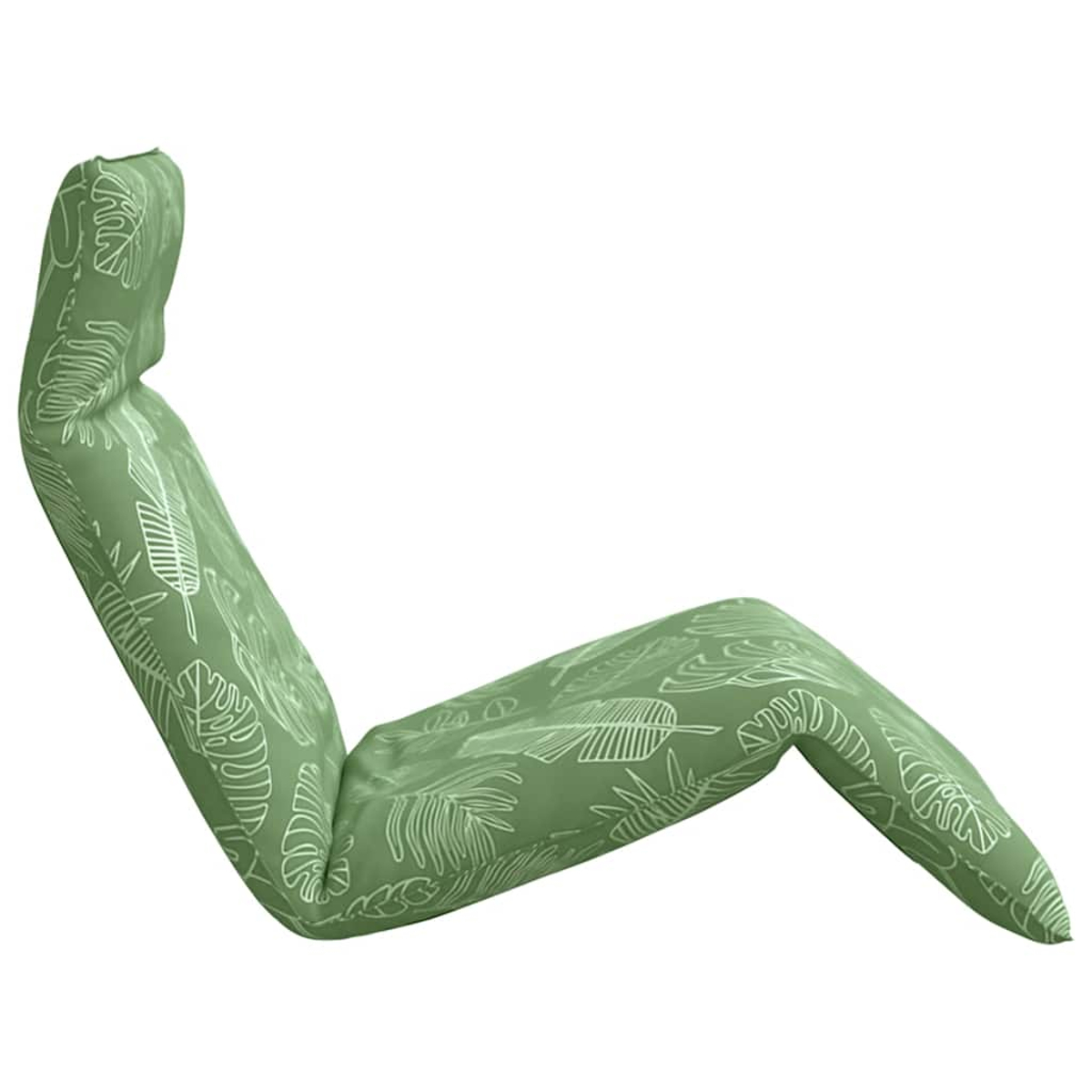 Sdraietta verde con fantasia a foglie, in posizione reclinata.