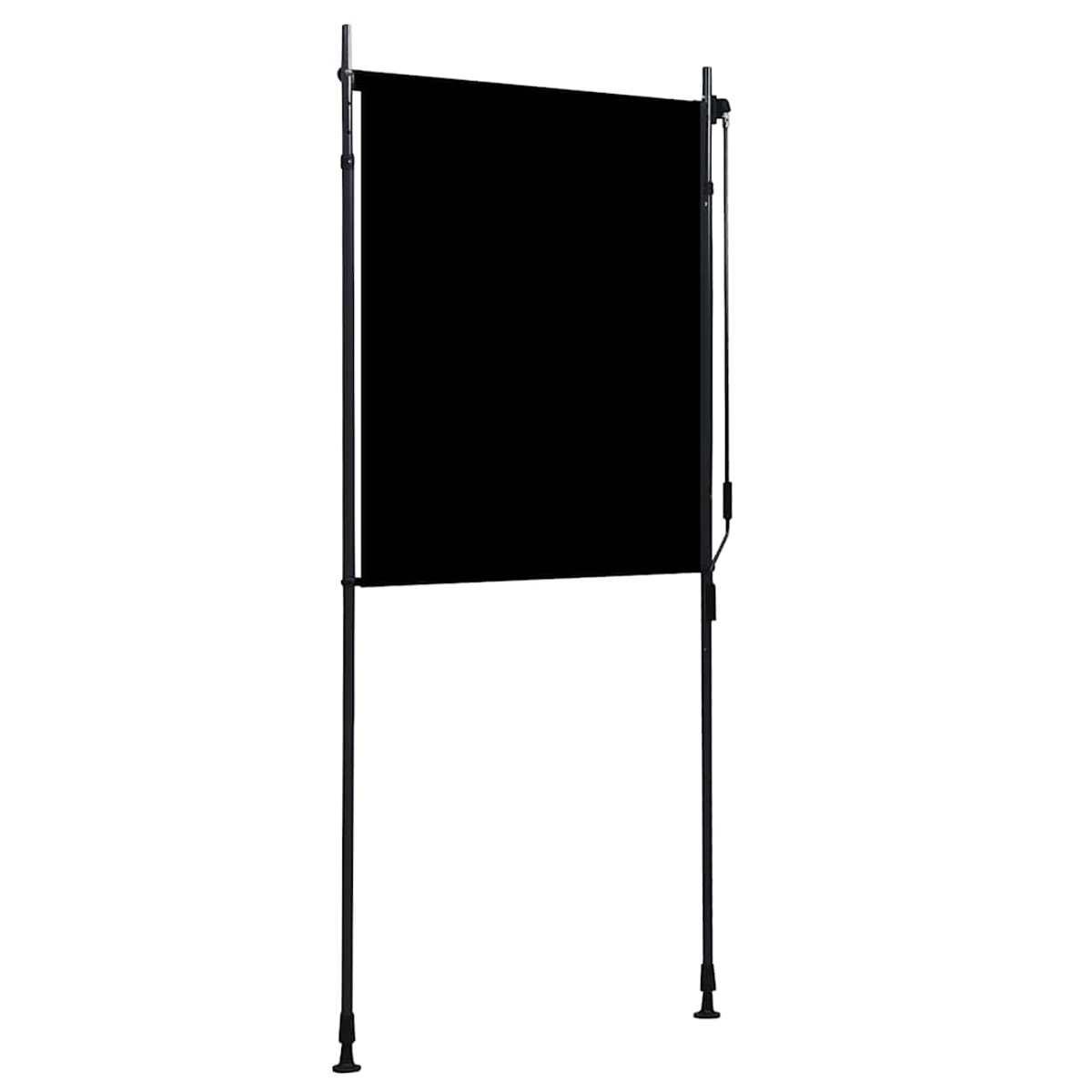 Tendalino solare nero su telaio metallico regolabile.