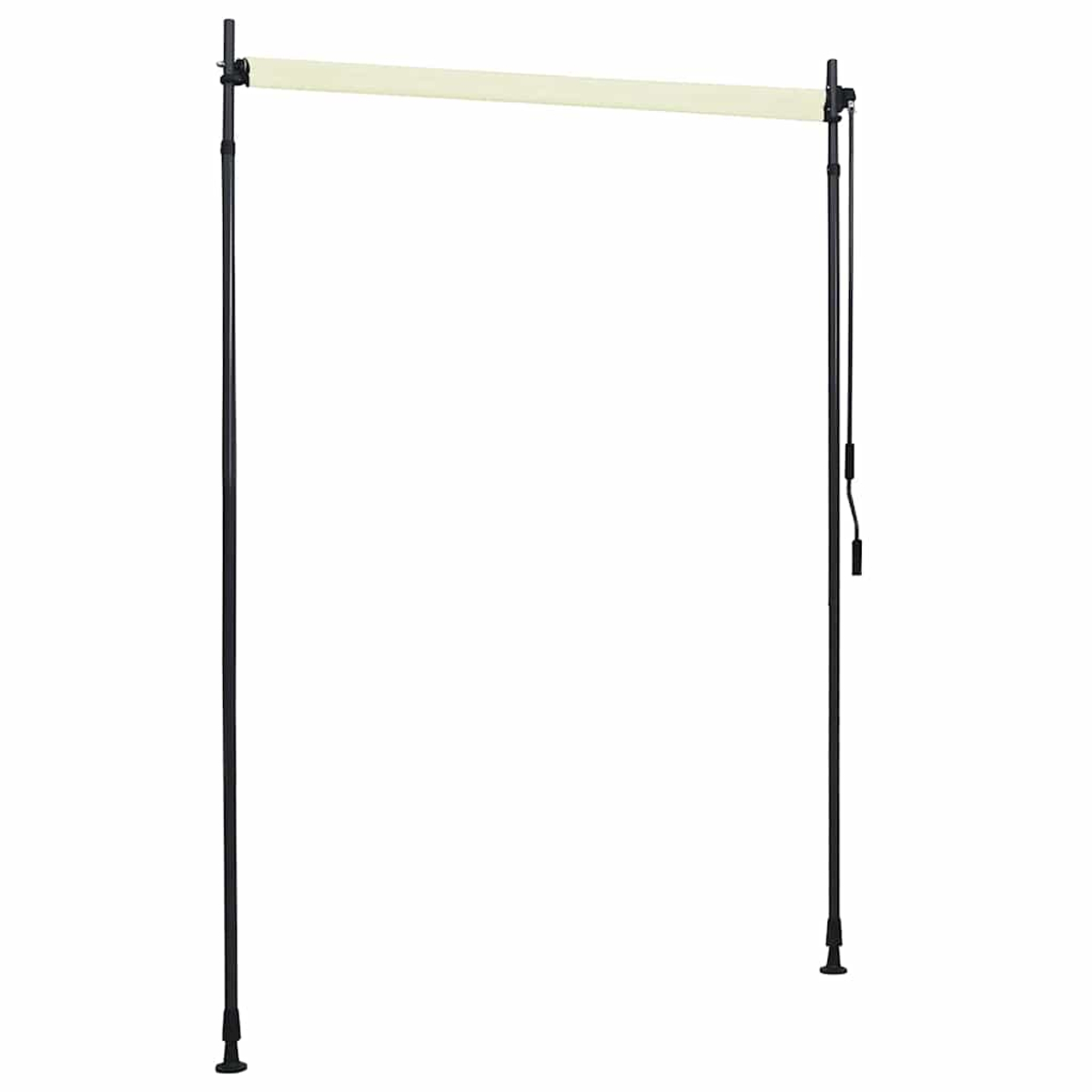 Una tenda da sole color crema chiaro supportata da due pali scuri.