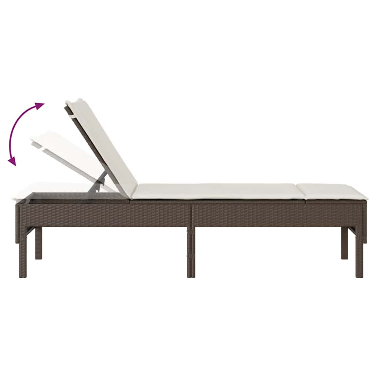 Braune Lounge mit verstellbarem Rückenteil und weißen Kissen.