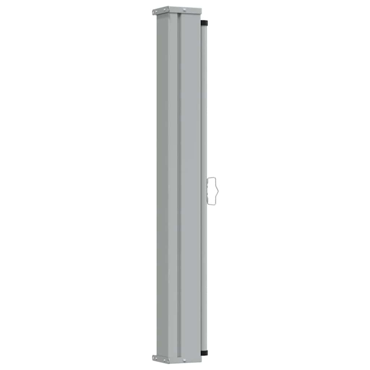 Palo metallico grigio con maniglia, su sfondo bianco.