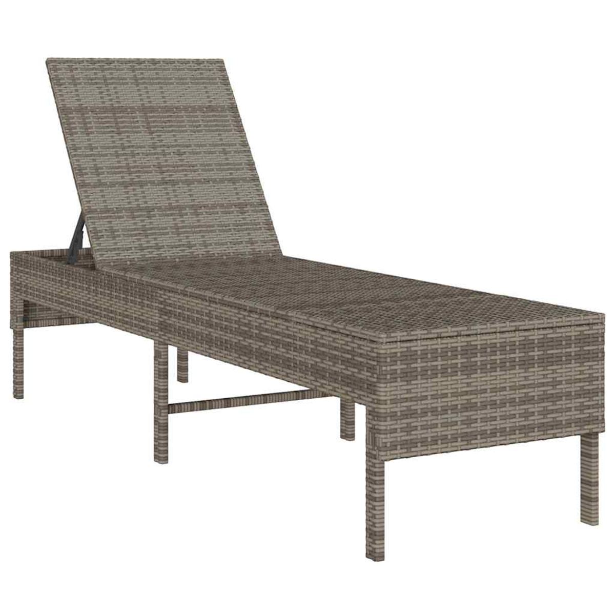 Lettino prendisole in rattan marrone con schienale e gambe regolabili.