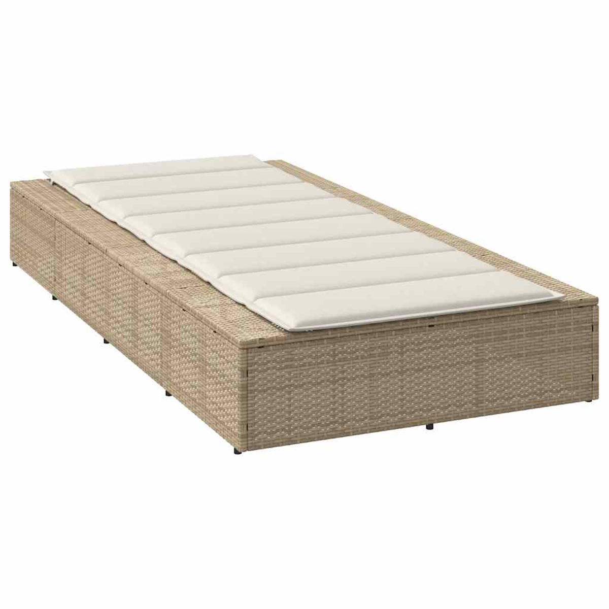 Un lettino da giorno beige con un cuscino bianco.