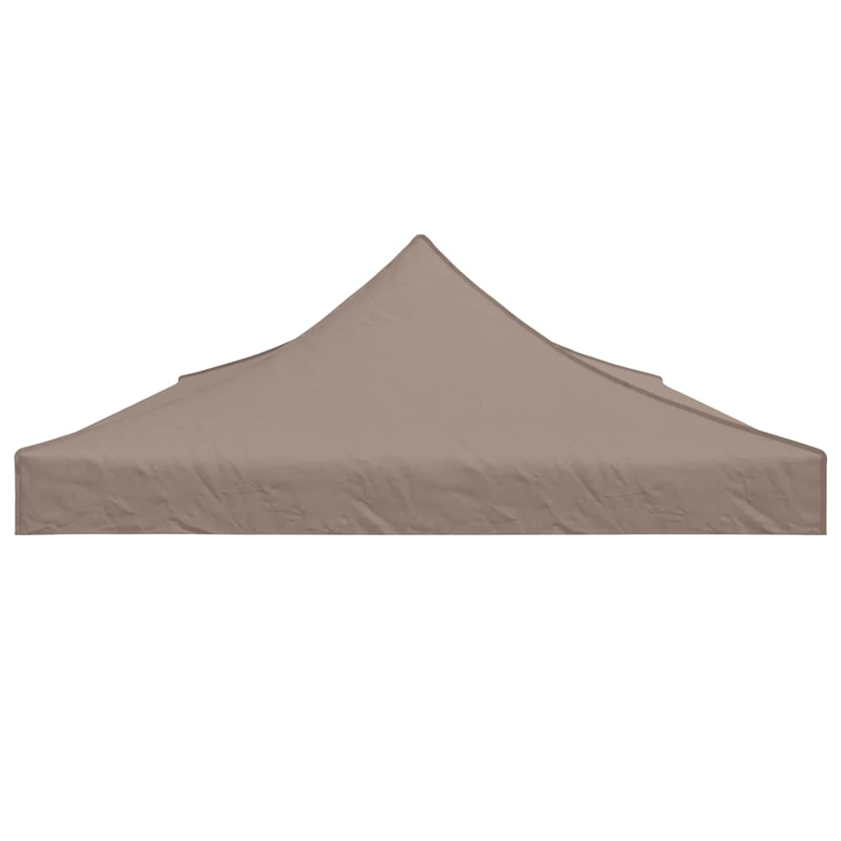 Una tettoia per tenda marrone con tetto a punta, su sfondo bianco.