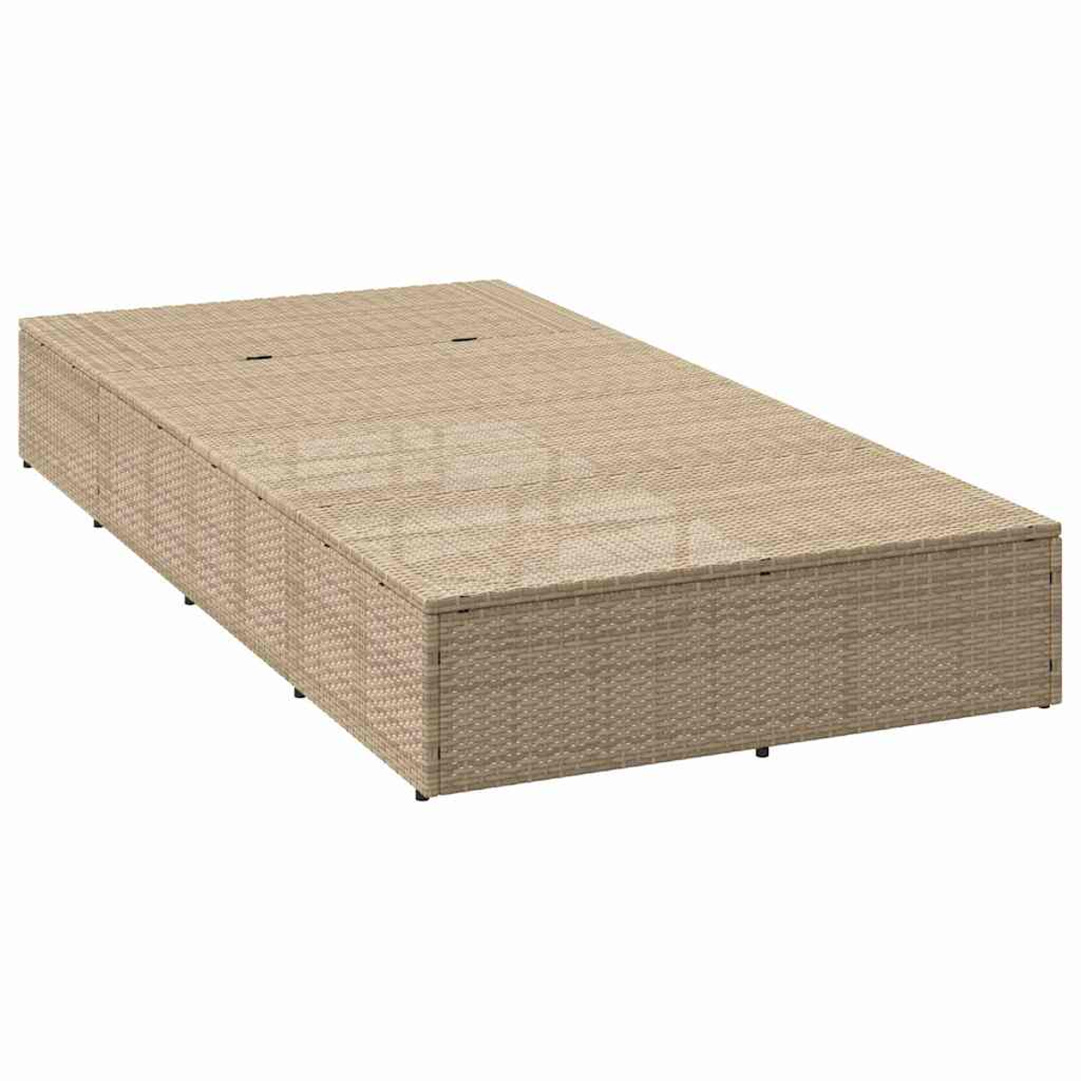 Ein rechteckiger beiger Rattanspeicher mit abnehmbarem Deckel.