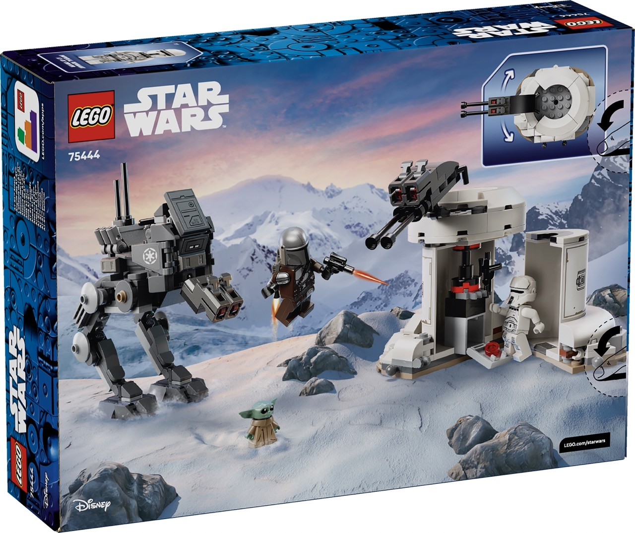 Set Lego Star Wars con AT-ST, Mandalorian, Grogu y fortaleza de nieve.