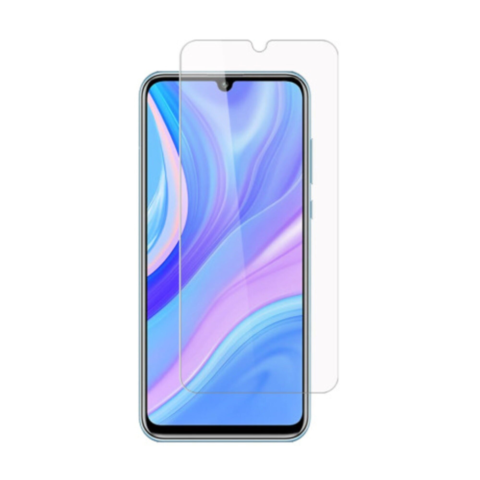Ekran koruyuculu bir akıllı telefon. Arka plan beyaz.