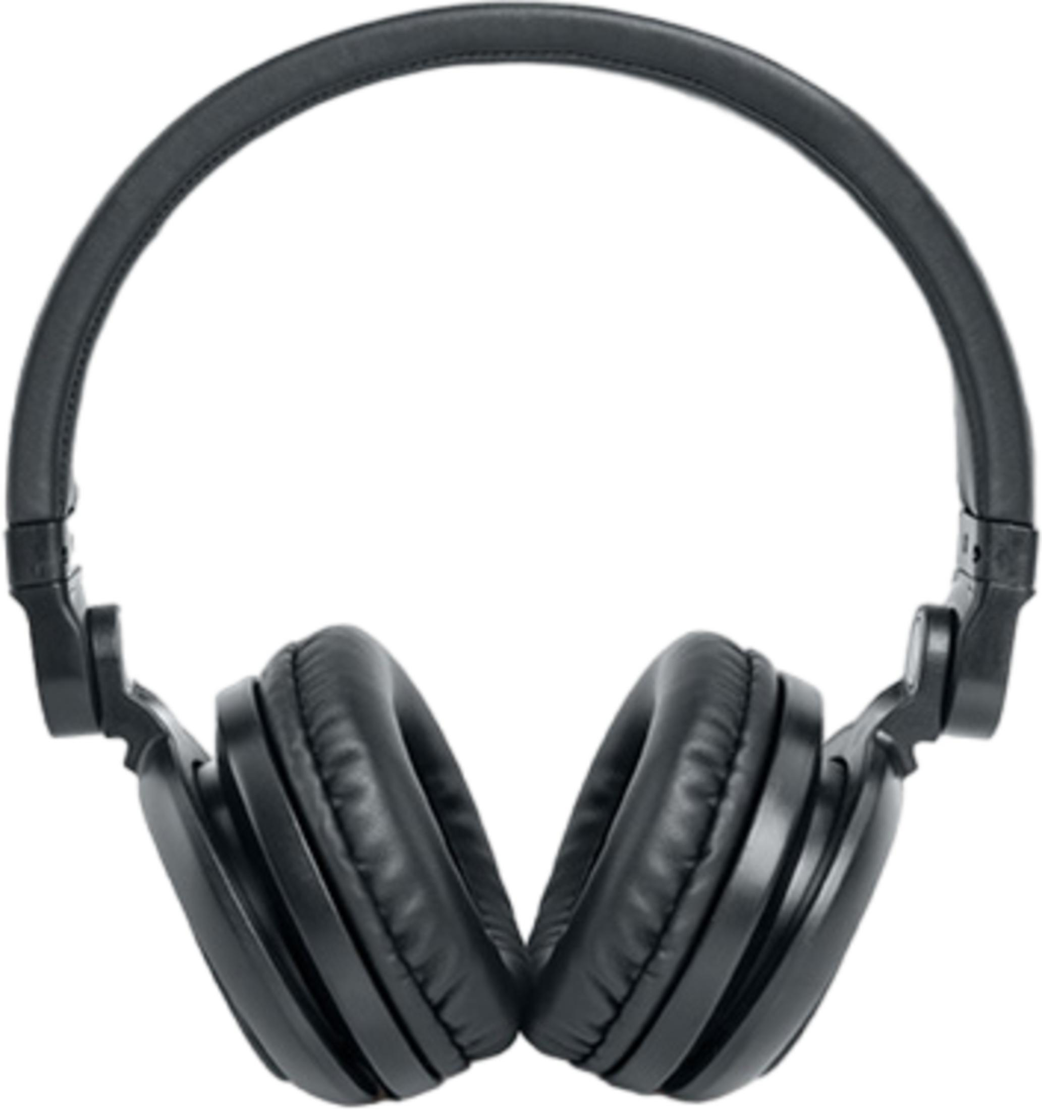Auriculares negros circumaurales con diadema y almohadillas acolchadas.