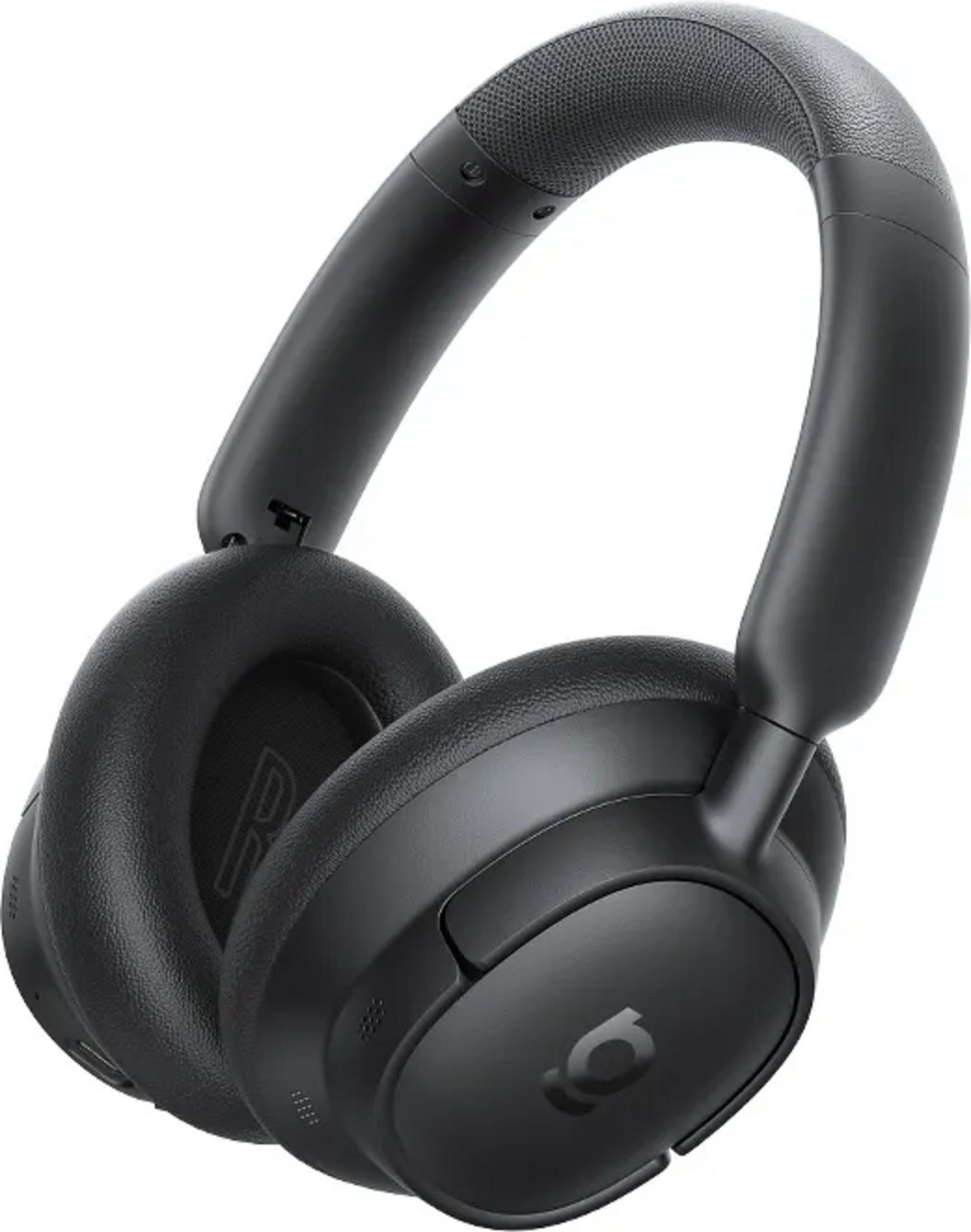 Cuffie nere over-ear con archetto e padiglioni imbottiti.